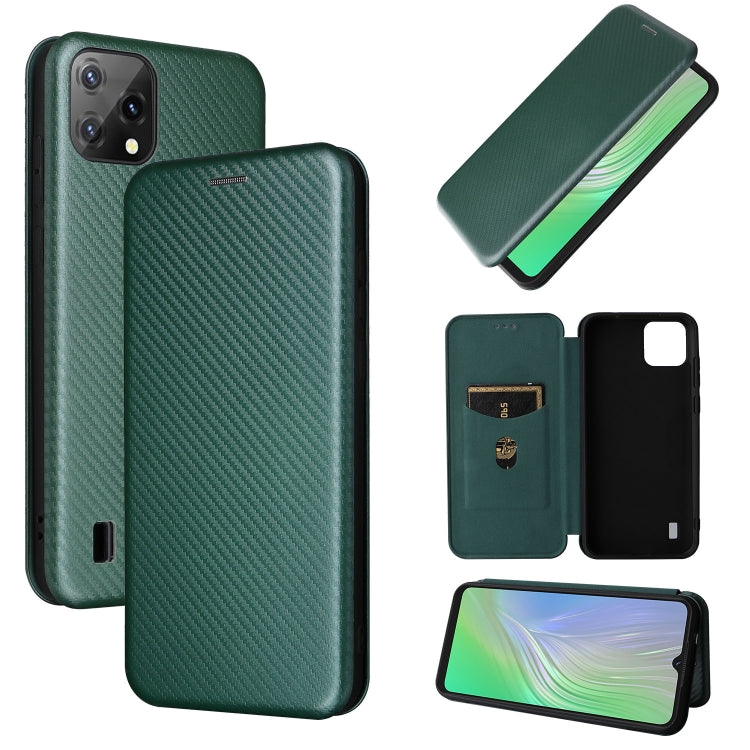 For Blackview A55 Carbon Fiber Texture Horizontal Flip PU Phone Case(Green) - More Brand by PMC TechLife | Online Shopping South Africa | PMC TechLife | Buy Now Pay Later Mobicred