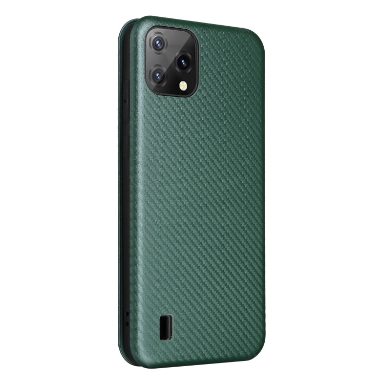 For Blackview A55 Carbon Fiber Texture Horizontal Flip PU Phone Case(Green) - More Brand by PMC TechLife | Online Shopping South Africa | PMC TechLife | Buy Now Pay Later Mobicred