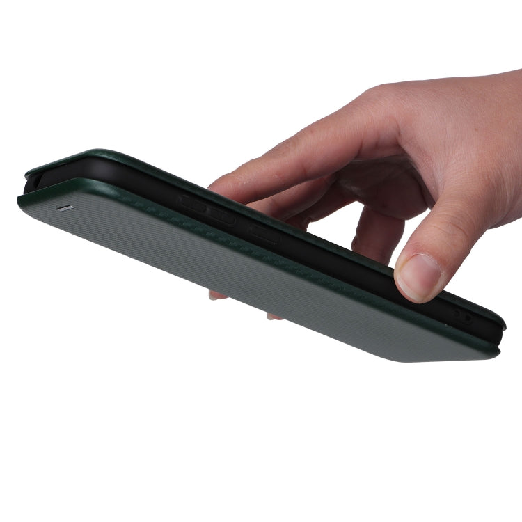 For Blackview A55 Carbon Fiber Texture Horizontal Flip PU Phone Case(Green) - More Brand by PMC TechLife | Online Shopping South Africa | PMC TechLife | Buy Now Pay Later Mobicred