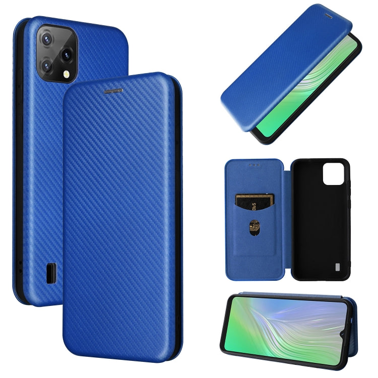 For Blackview A55 Carbon Fiber Texture Horizontal Flip PU Phone Case(Blue) - More Brand by PMC TechLife | Online Shopping South Africa | PMC TechLife | Buy Now Pay Later Mobicred