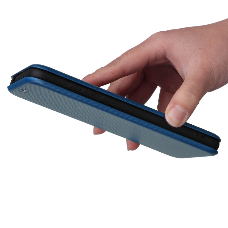 For Blackview A55 Carbon Fiber Texture Horizontal Flip PU Phone Case(Blue) - More Brand by PMC TechLife | Online Shopping South Africa | PMC TechLife | Buy Now Pay Later Mobicred