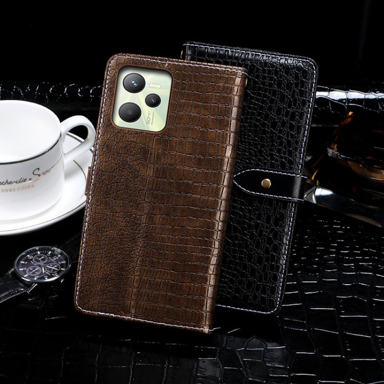 For OPPO Realme C35 idewei Crocodile Texture Leather Phone Case(Dark Blue) - Realme Cases by idewei | Online Shopping South Africa | PMC TechLife | Buy Now Pay Later Mobicred
