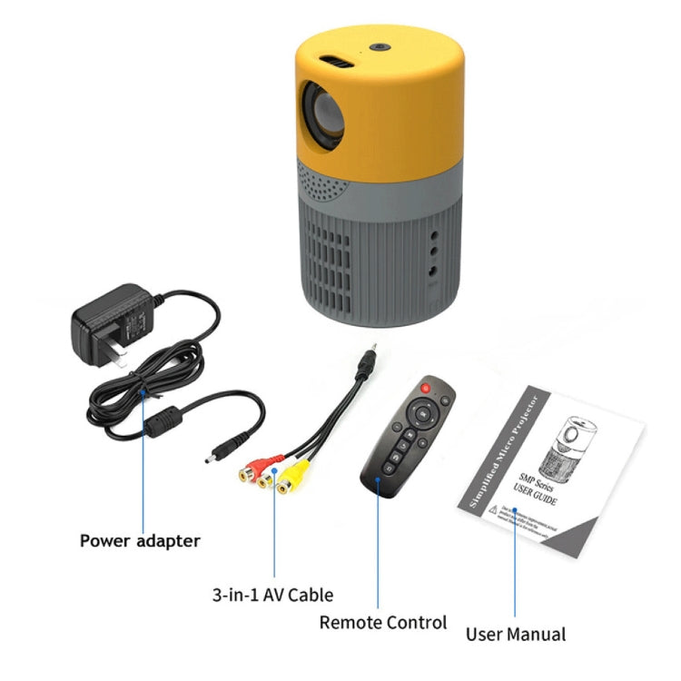 T400 100 inch Screen 3000 Lumens LED Mini Projector, Plug Type:US Plug(Grey Yellow) - Mini Projector by PMC TechLife | Online Shopping South Africa | PMC TechLife | Buy Now Pay Later Mobicred