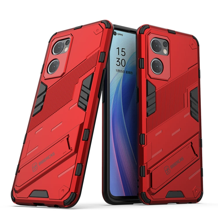 For OPPO Reno7 5G Global / Find X5 Lite Punk Armor 2 in 1 PC + TPU Shockproof Phone Case with Invisible Holder(Red) - OPPO Cases by PMC TechLife | Online Shopping South Africa | PMC TechLife | Buy Now Pay Later Mobicred