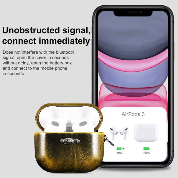 Oil Wax Leather Texture Earphone Protective Case with Hang Buckle For AirPods 1 / 2(Blue) - For AirPods 1/2 by PMc TechLife | Online Shopping South Africa | PMc TechLife | Buy Now Pay Later Mobicred