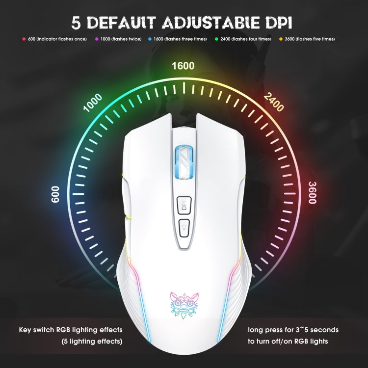 ONIKUMA CW905 2.4G RGB Lighting Wireless Mouse (Grey White) - free shipping - PMC Jewellery - Order now!