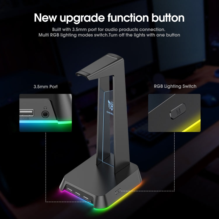ONIKUMA ST-2 RGB Lighting Headset Holder Stand(Black) - free shipping - PMC Jewellery - Order now!