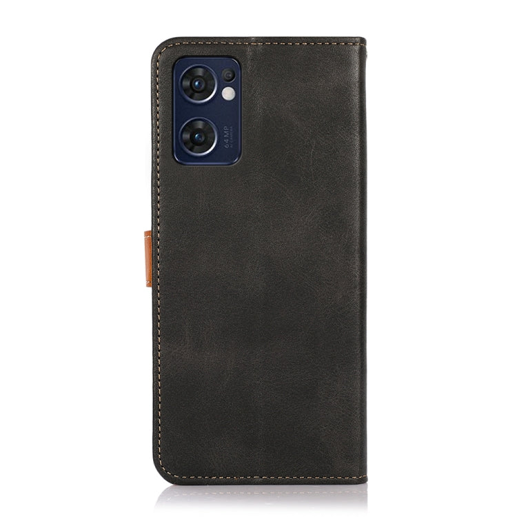 For OPPO Reno7 5G Global / Find X5 Lite KHAZNEH Dual-color Cowhide Texture Flip Leather Phone Case(Black) - free shipping - PMC TechLife - Order now!