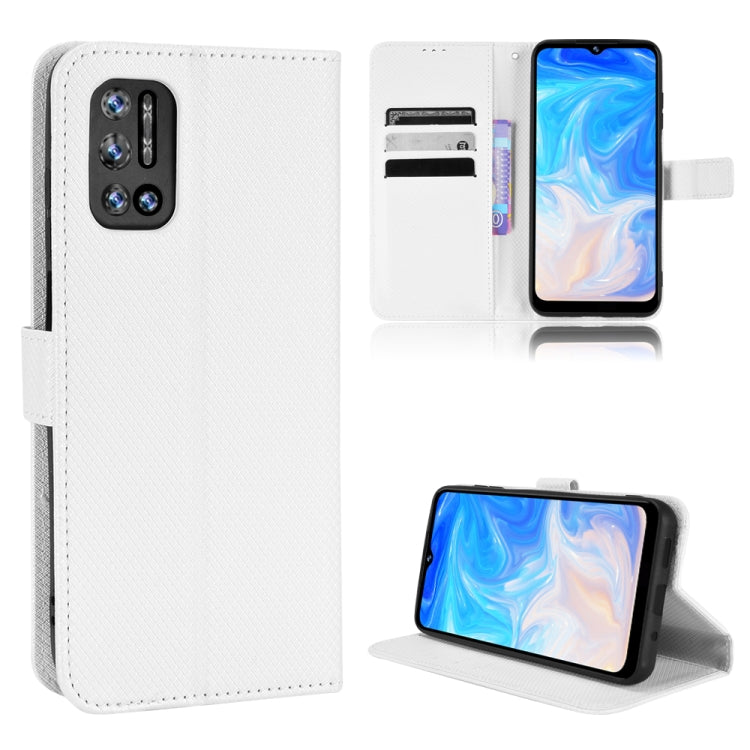 For DOOGEE N40 Pro Diamond Texture Leather Phone Case(White) - Doogee Cases by PMC TechLife | Online Shopping South Africa | PMC TechLife | Buy Now Pay Later Mobicred