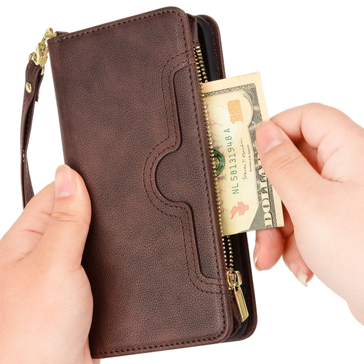 For Blackview A90 Litchi Texture Zipper Leather Phone Case(Brown) - More Brand by PMC TechLife | Online Shopping South Africa | PMC TechLife | Buy Now Pay Later Mobicred