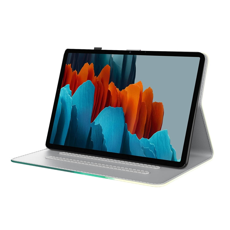 For Samsung Galaxy Tab S9+ Watercolor Pattern Flip Leather Tablet Case(Cyan Green) - free shipping - PMC Jewellery - Order now!