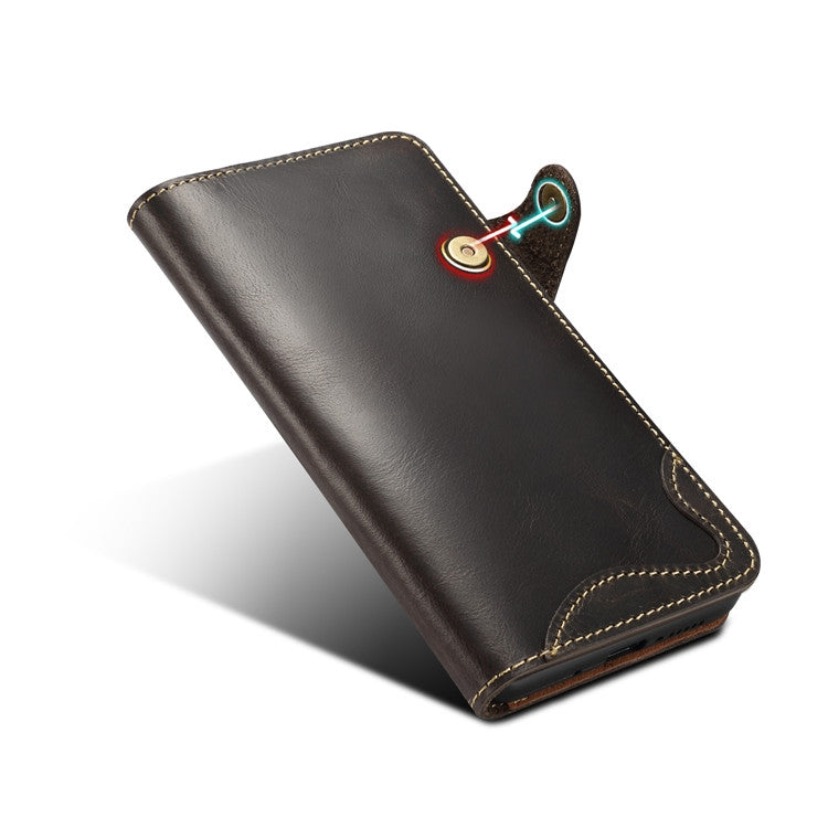 For Huawei Mate 20 Denior Oil Wax Cowhide Magnetic Button Horizontal Flip Leather Case with Card Slots & Wallet(Black) - free shipping - PMC TechLife - Order now!