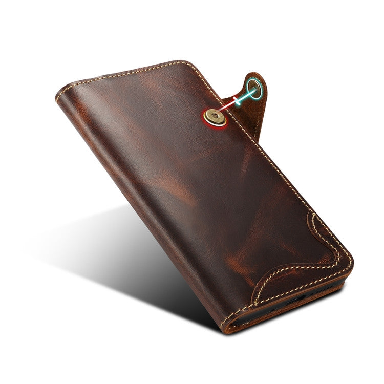 For Huawei Mate 20 Denior Oil Wax Cowhide Magnetic Button Horizontal Flip Leather Case with Card Slots & Wallet(Brown) - Huawei Cases by Denior | Online Shopping South Africa | PMC TechLife | Buy Now Pay Later Mobicred