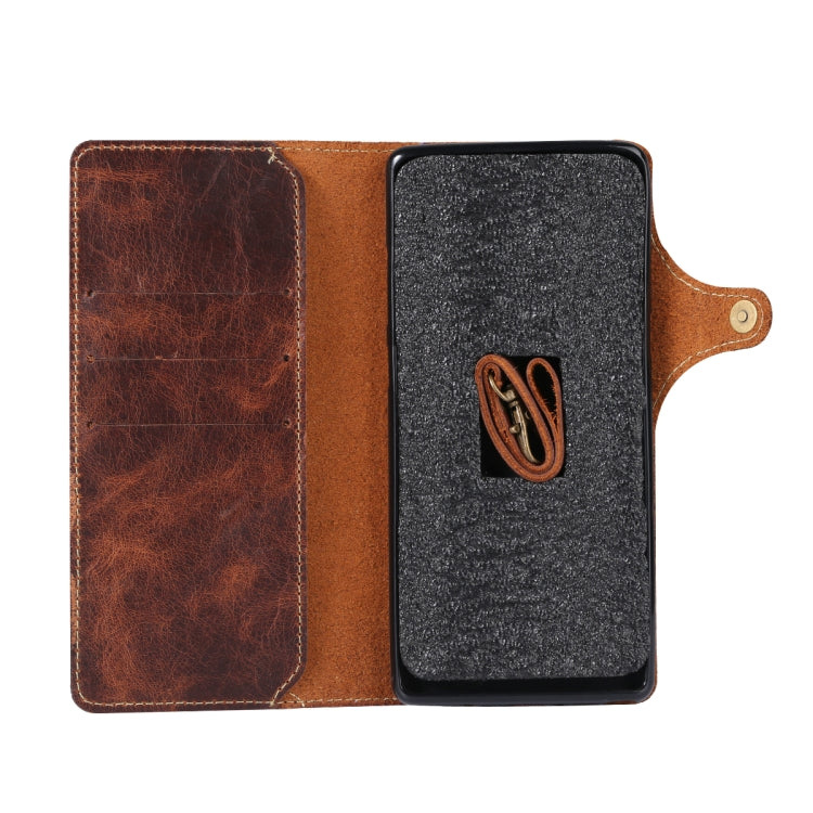 For Huawei Mate 20 Denior Oil Wax Cowhide Magnetic Button Horizontal Flip Leather Case with Card Slots & Wallet(Dark Red) - Huawei Cases by Denior | Online Shopping South Africa | PMC TechLife | Buy Now Pay Later Mobicred