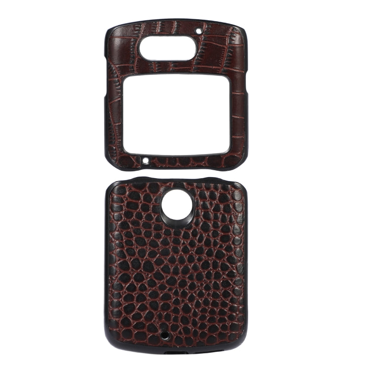For Motorola Moto Razr 5G Crocodile Top Layer Cowhide Leather Phone Case(Coffee) - Motorola Cases by PMC TechLife | Online Shopping South Africa | PMC TechLife | Buy Now Pay Later Mobicred