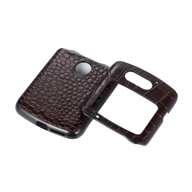 For Motorola Moto Razr 5G Crocodile Top Layer Cowhide Leather Phone Case(Coffee) - Motorola Cases by PMC TechLife | Online Shopping South Africa | PMC TechLife | Buy Now Pay Later Mobicred