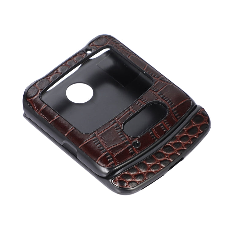 For Motorola Moto Razr 5G Crocodile Top Layer Cowhide Leather Phone Case(Coffee) - Motorola Cases by PMC TechLife | Online Shopping South Africa | PMC TechLife | Buy Now Pay Later Mobicred