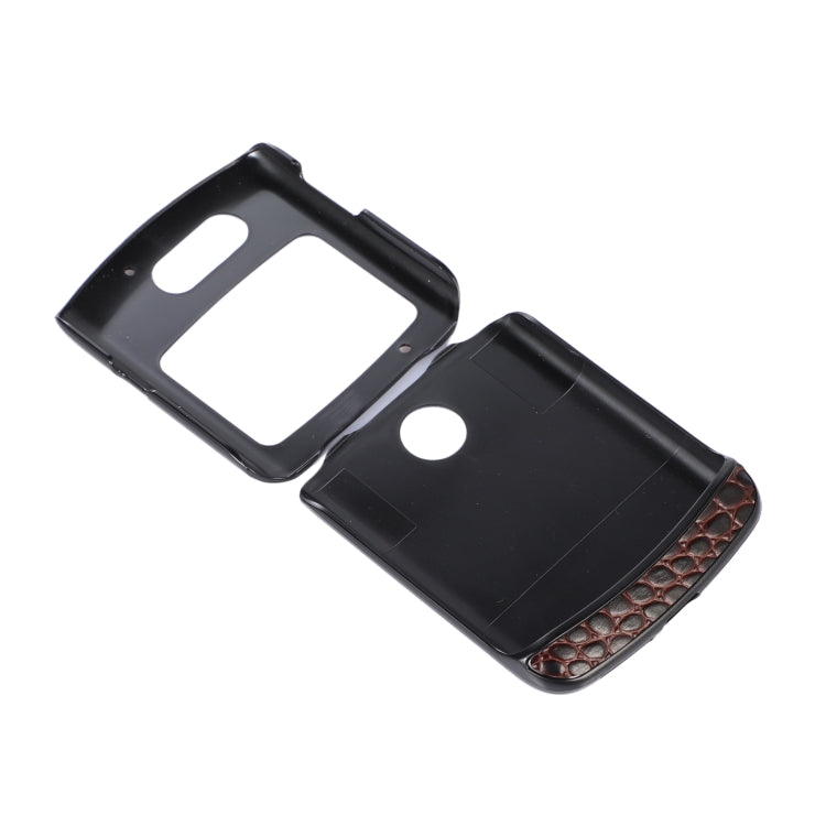 For Motorola Moto Razr 5G Crocodile Top Layer Cowhide Leather Phone Case(Coffee) - Motorola Cases by PMC TechLife | Online Shopping South Africa | PMC TechLife | Buy Now Pay Later Mobicred