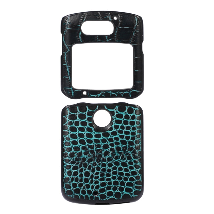 For Motorola Moto Razr 5G Crocodile Top Layer Cowhide Leather Phone Case(Cyan Blue) - Motorola Cases by PMC TechLife | Online Shopping South Africa | PMC TechLife | Buy Now Pay Later Mobicred