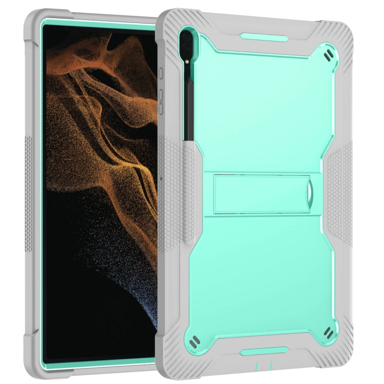 For Samsung Galaxy Tab S9  Ultra / S8 Ultra Silicone + PC Shockproof Protective Tablet Case(Grey + Green) - free shipping - PMC Jewellery - Order now!