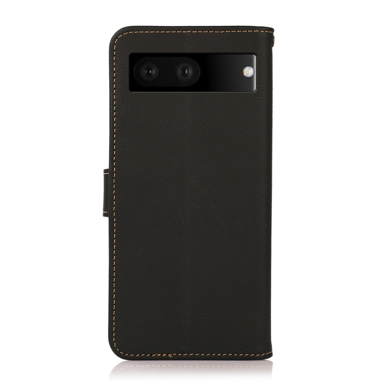 For Google Pixel 7 5G KHAZNEH Custer Genuine Leather RFID Phone Case(Black) - Google Cases by PMC TechLife | Online Shopping South Africa | PMC TechLife | Buy Now Pay Later Mobicred