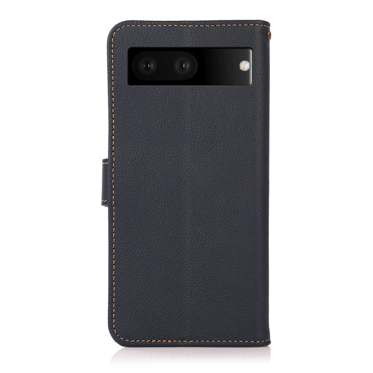 For Google Pixel 7 5G KHAZNEH Custer Genuine Leather RFID Phone Case(Blue) - Google Cases by PMC TechLife | Online Shopping South Africa | PMC TechLife | Buy Now Pay Later Mobicred