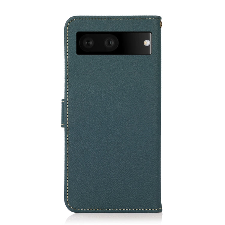 For Google Pixel 7 5G KHAZNEH Custer Genuine Leather RFID Phone Case(Green) - Google Cases by PMC TechLife | Online Shopping South Africa | PMC TechLife | Buy Now Pay Later Mobicred
