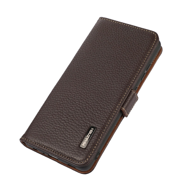 For Google Pixel 7 5G KHAZNEH Side-Magnetic Litchi Genuine Leather RFID Phone Case(Brown) - Google Cases by PMC TechLife | Online Shopping South Africa | PMC TechLife | Buy Now Pay Later Mobicred