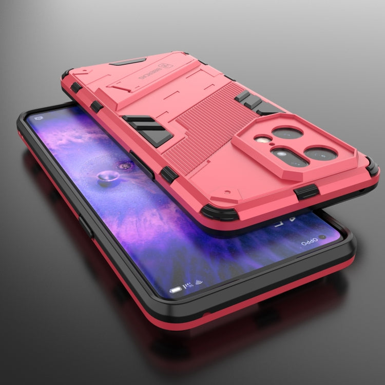 For OPPO Find X5 Pro Punk Armor 2 in 1 PC + TPU Shockproof Phone Case with Invisible Holder(Light Red) - OPPO Cases by PMC TechLife | Online Shopping South Africa | PMC TechLife | Buy Now Pay Later Mobicred