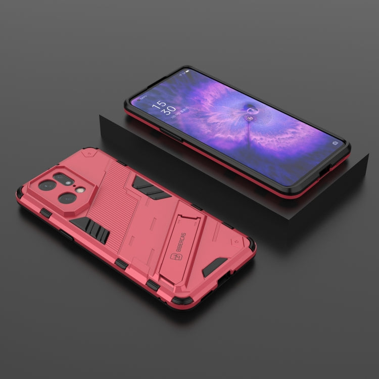 For OPPO Find X5 Pro Punk Armor 2 in 1 PC + TPU Shockproof Phone Case with Invisible Holder(Light Red) - OPPO Cases by PMC TechLife | Online Shopping South Africa | PMC TechLife | Buy Now Pay Later Mobicred