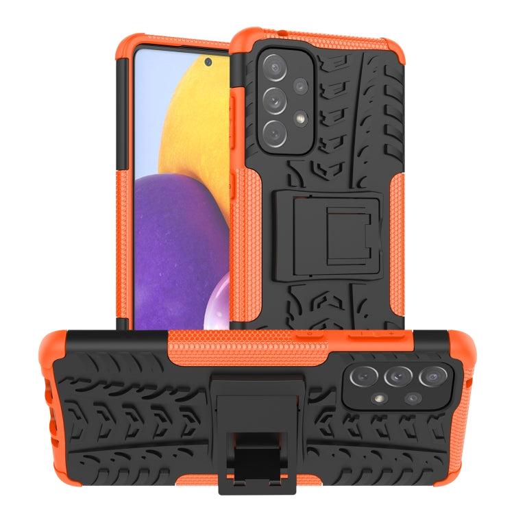 For Samsung Galaxy A73 5G Tire Texture Shockproof TPU+PC Phone Case with Holder(Orange) - Galaxy Phone Cases by PMC TechLife | Online Shopping South Africa | PMC TechLife