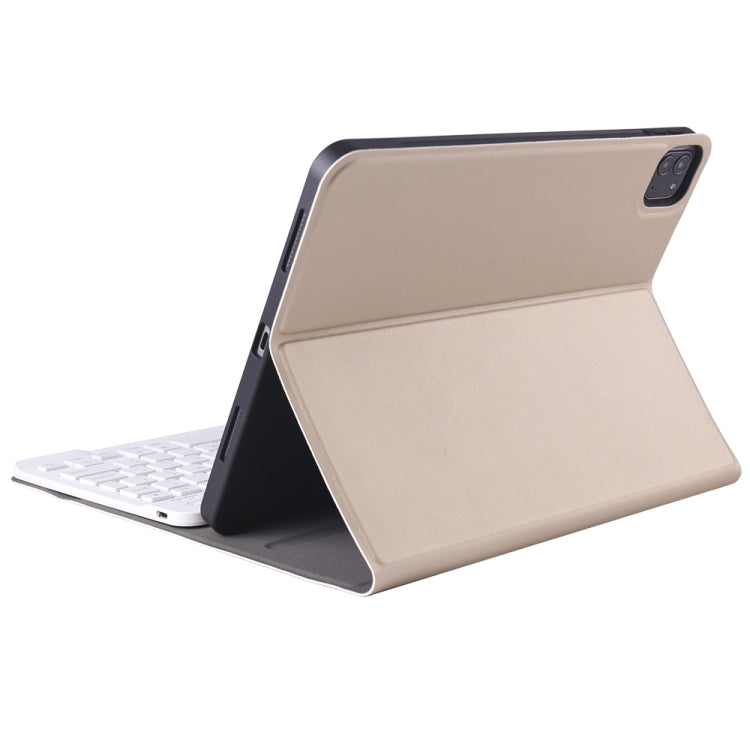 A11B Lambskin Texture Ultra-thin Bluetooth Keyboard Leather Case with Pen Holder For iPad Air 5 2022 / Air 4 2020 10.9 & Pro 11 inch 2021 / 2020 / 2018(Gold) - Universal by PMC TechLife | Online Shopping South Africa | PMC TechLife