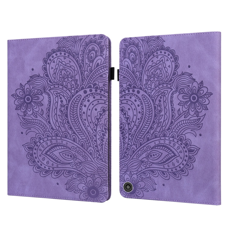 For Amazon Fire HD 10 2021 / HD 10 Plus 2021 Peacock Embossed Pattern Leather Tablet Case(Purple) - Amazon by PMC TechLife | Online Shopping South Africa | PMC TechLife