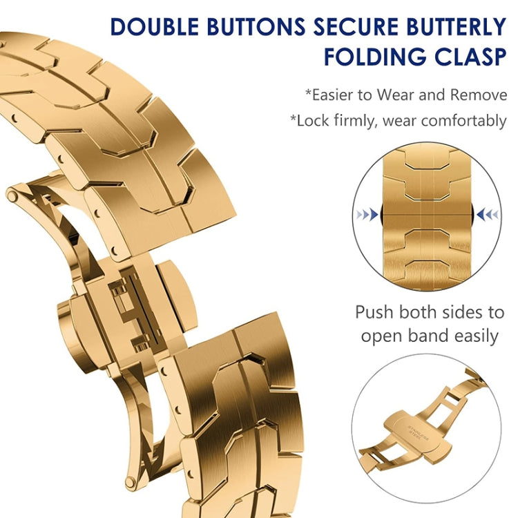 Steel Watch Band For Apple Watch Series 9&8&7 41mm / SE 3&SE 2&6&SE&5&4 40mm / 3&2&1 38mm(Rose Gold) - Watch Bands by PMC TechLife | Online Shopping South Africa | PMC TechLife