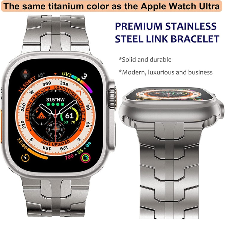 Steel Watch Band For Apple Watch Series 9&8&7 41mm / SE 3&SE 2&6&SE&5&4 40mm / 3&2&1 38mm(Titanium) - Watch Bands by PMC TechLife | Online Shopping South Africa | PMC TechLife