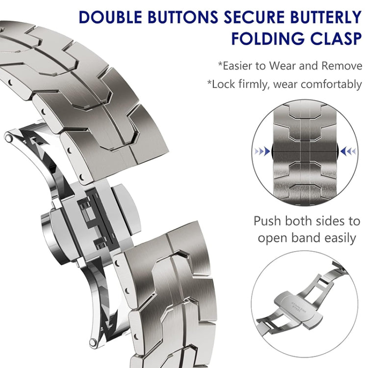 Steel Watch Band For Apple Watch Series 9&8&7 41mm / SE 3&SE 2&6&SE&5&4 40mm / 3&2&1 38mm(Titanium) - Watch Bands by PMC TechLife | Online Shopping South Africa | PMC TechLife