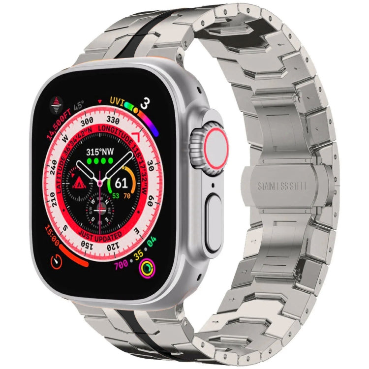 Steel Watch Band For Apple Watch Series 9&8&7 41mm / SE 3&SE 2&6&SE&5&4 40mm / 3&2&1 38mm(Silver Black) - Watch Bands by PMC TechLife | Online Shopping South Africa | PMC TechLife
