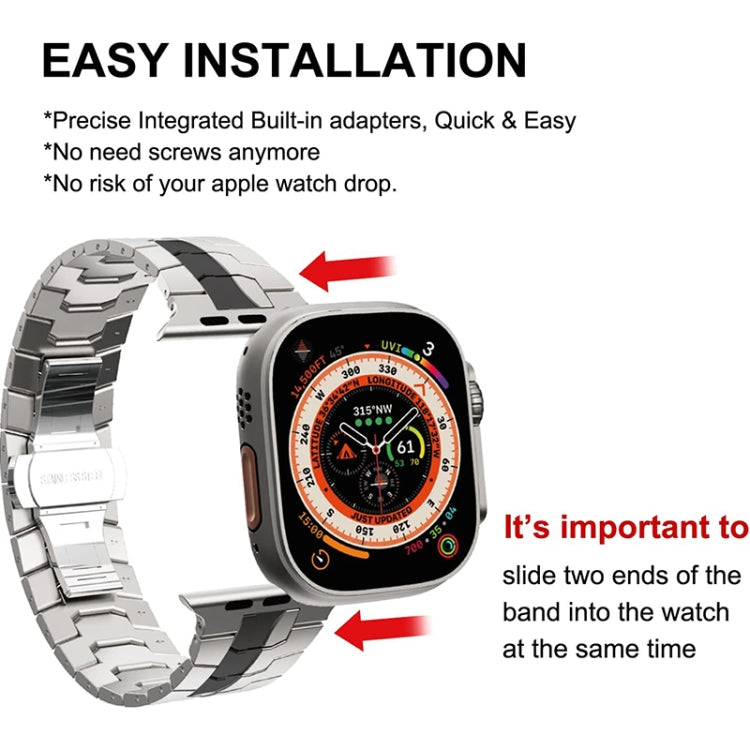 Steel Watch Band For Apple Watch Series 9&8&7 41mm / SE 3&SE 2&6&SE&5&4 40mm / 3&2&1 38mm(Silver Black) - Watch Bands by PMC TechLife | Online Shopping South Africa | PMC TechLife