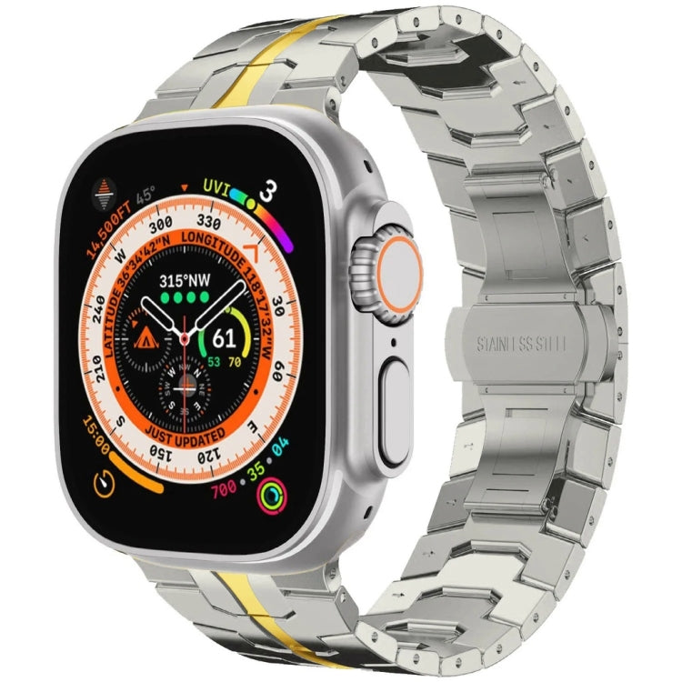 Steel Watch Band For Apple Watch Series 9&8&7 41mm / SE 3&SE 2&6&SE&5&4 40mm / 3&2&1 38mm(Silver Gold) - Watch Bands by PMC TechLife | Online Shopping South Africa | PMC TechLife