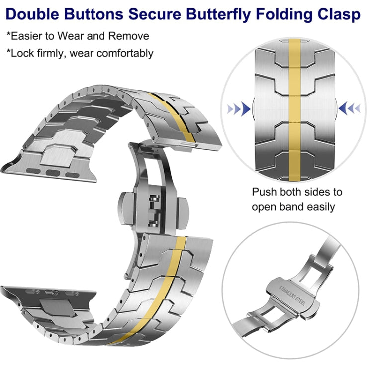 Steel Watch Band For Apple Watch Series 9&8&7 41mm / SE 3&SE 2&6&SE&5&4 40mm / 3&2&1 38mm(Silver Gold) - Watch Bands by PMC TechLife | Online Shopping South Africa | PMC TechLife