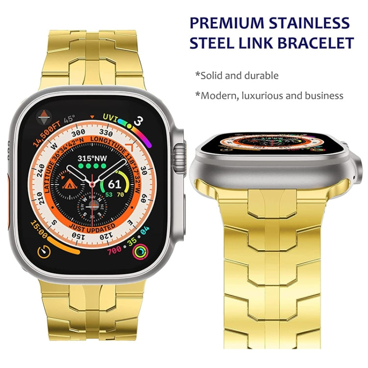 Steel Watch Band For Apple Watch Ultra 49mm&Watch Ultra 2 49mm / Series 9&8&7 45mm / SE 3&SE 2&6&SE&5&4 44mm / 3&2&1 42mm(Gold) - Watch Bands by PMC TechLife | Online Shopping South Africa | PMC TechLife