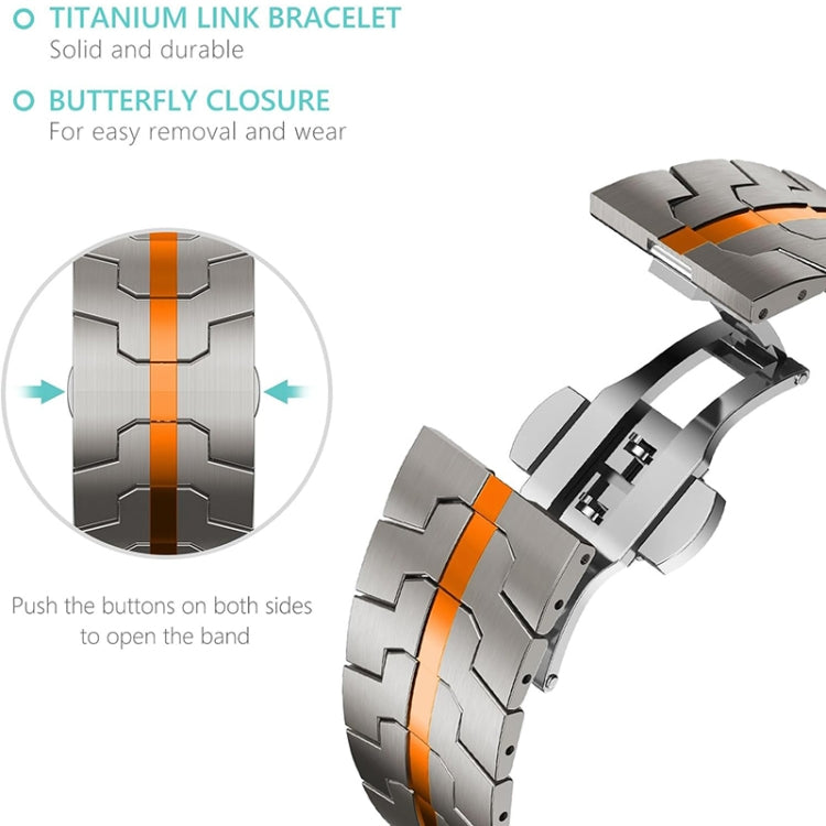 Steel Watch Band For Apple Watch Ultra 49mm&Watch Ultra 2 49mm / Series 9&8&7 45mm / SE 3&SE 2&6&SE&5&4 44mm / 3&2&1 42mm(Titanium Orange) - free shipping - PMC TechLife - Order now!