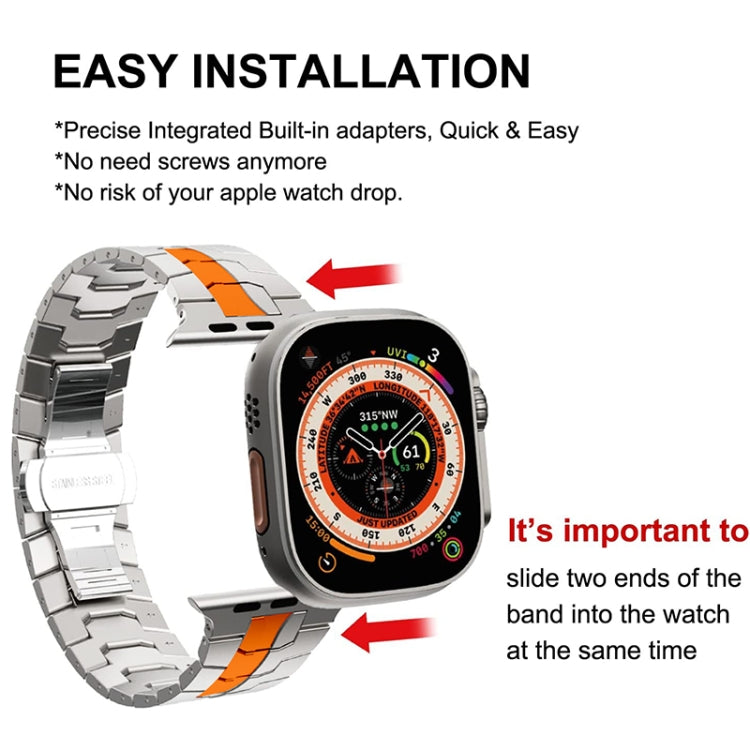 Steel Watch Band For Apple Watch Ultra 49mm&Watch Ultra 2 49mm / Series 9&8&7 45mm / SE 3&SE 2&6&SE&5&4 44mm / 3&2&1 42mm(Silver Orange) - Watch Bands by PMC TechLife | Online Shopping South Africa | PMC TechLife