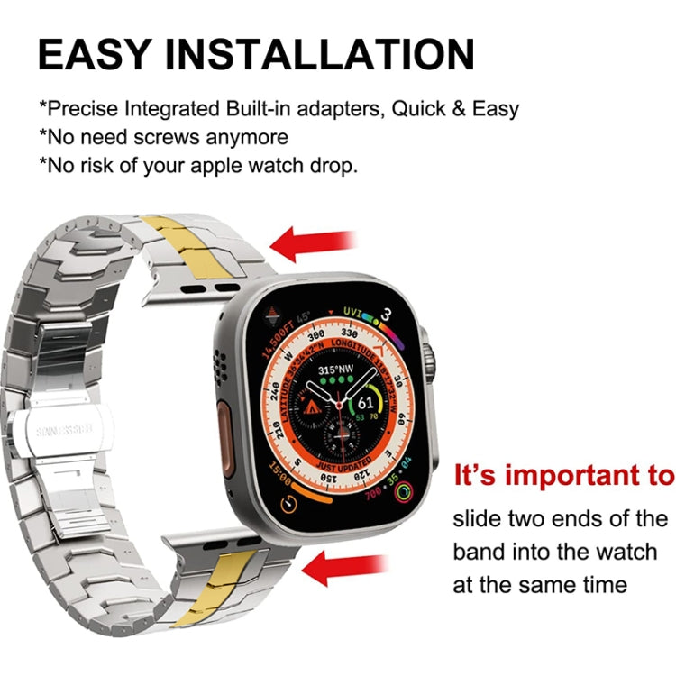Steel Watch Band For Apple Watch Ultra 49mm&Watch Ultra 2 49mm / Series 9&8&7 45mm / SE 3&SE 2&6&SE&5&4 44mm / 3&2&1 42mm(Silver Gold) - Watch Bands by PMC TechLife | Online Shopping South Africa | PMC TechLife