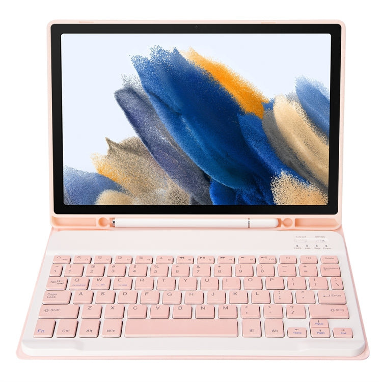A08B Candy Color Bluetooth Keyboard Leather Case with Pen Slot For Samsung Galaxy Tab A8 10.5 2021 SM-X200 / SM-X205(Pink) - Samsung Keyboard by PMC TechLife | Online Shopping South Africa | PMC TechLife