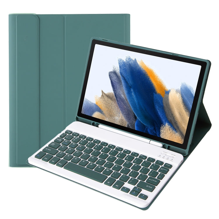 A08B Candy Color Bluetooth Keyboard Leather Case with Pen Slot For Samsung Galaxy Tab A8 10.5 2021 SM-X200 / SM-X205(Dark Green) - Samsung Keyboard by PMC TechLife | Online Shopping South Africa | PMC TechLife