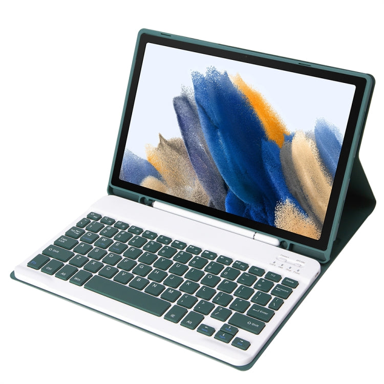 A08B Candy Color Bluetooth Keyboard Leather Case with Pen Slot For Samsung Galaxy Tab A8 10.5 2021 SM-X200 / SM-X205(Dark Green) - Samsung Keyboard by PMC TechLife | Online Shopping South Africa | PMC TechLife