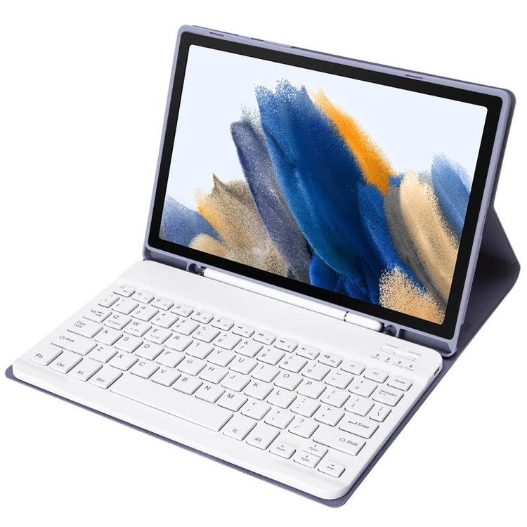 A08B Candy Color Bluetooth Keyboard Leather Case with Pen Slot For Samsung Galaxy Tab A8 10.5 2021 SM-X200 / SM-X205(Purple) - Samsung Keyboard by PMC TechLife | Online Shopping South Africa | PMC TechLife