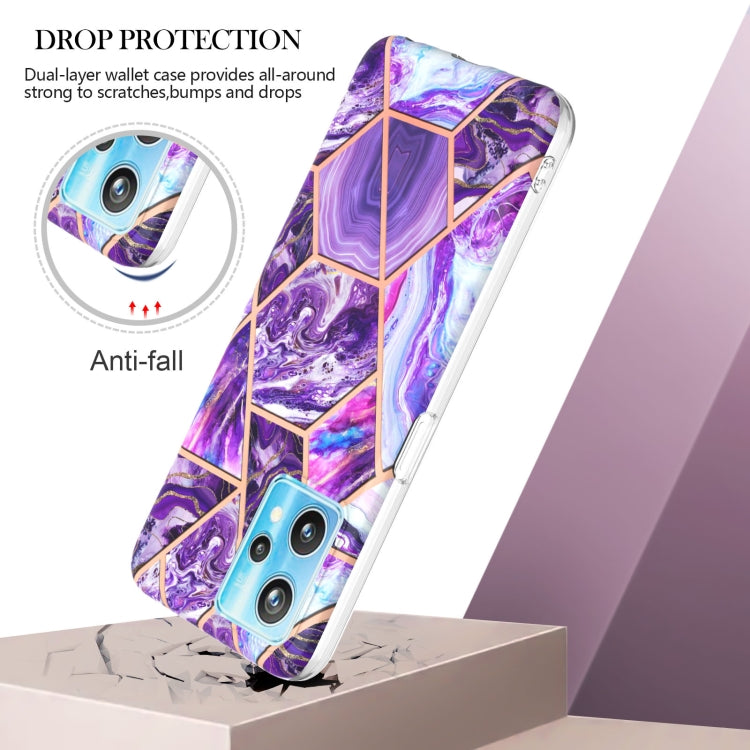 For OPPO Realme 9 Pro+ 5G Electroplating IMD Splicing Marble TPU Phone Case(Dark Purple) - Realme Cases by PMC TechLife | Online Shopping South Africa | PMC TechLife | Buy Now Pay Later Mobicred
