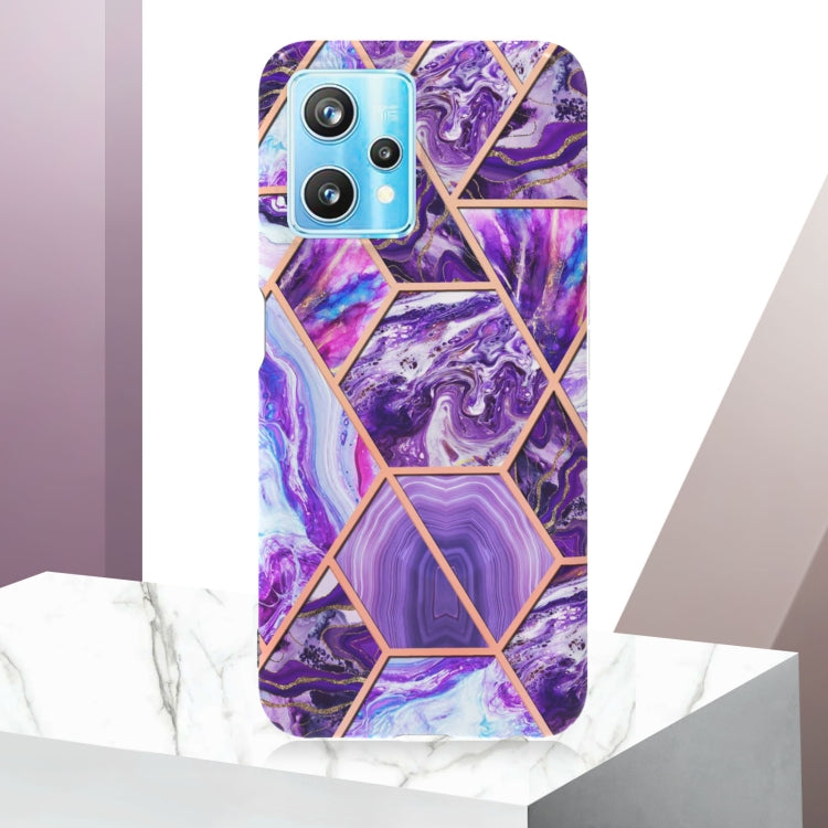 For OPPO Realme 9 Pro+ 5G Electroplating IMD Splicing Marble TPU Phone Case(Dark Purple) - Realme Cases by PMC TechLife | Online Shopping South Africa | PMC TechLife | Buy Now Pay Later Mobicred